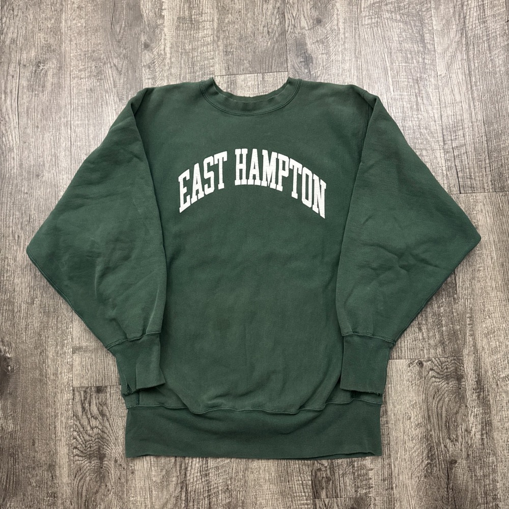 Vintage 90s Champion East Hampton Reverse Weave Distressed Sweatshirt Green L